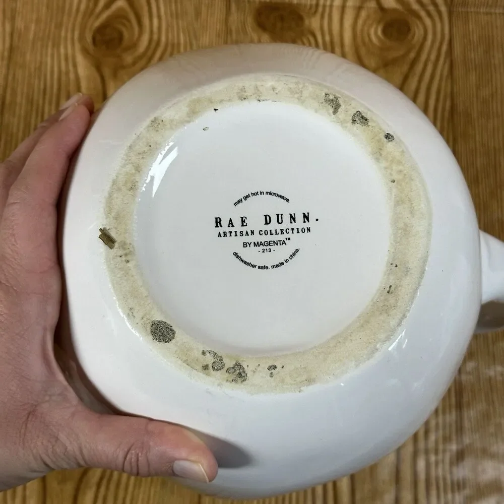 Rae Dunn Artisan Collection Drink‎ Pitcher  10” Tall Ceramic Approx 60 Oz - Picture 8 of 10